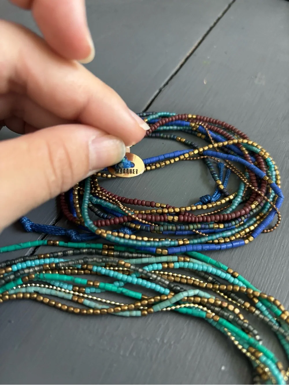Multi-Strand Seed Bead bracelets in Turquoise & Gold